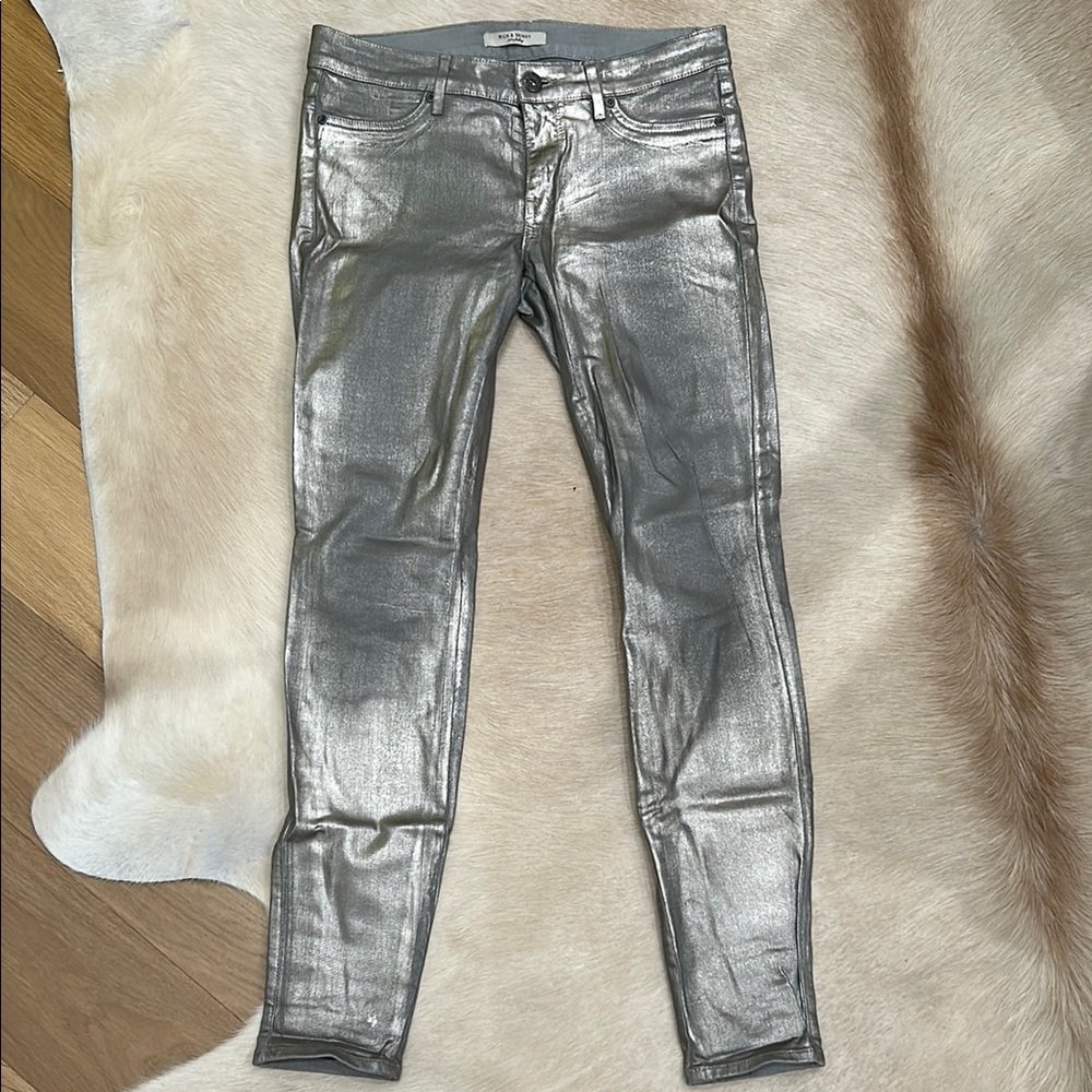 Silver Metallic Jeans